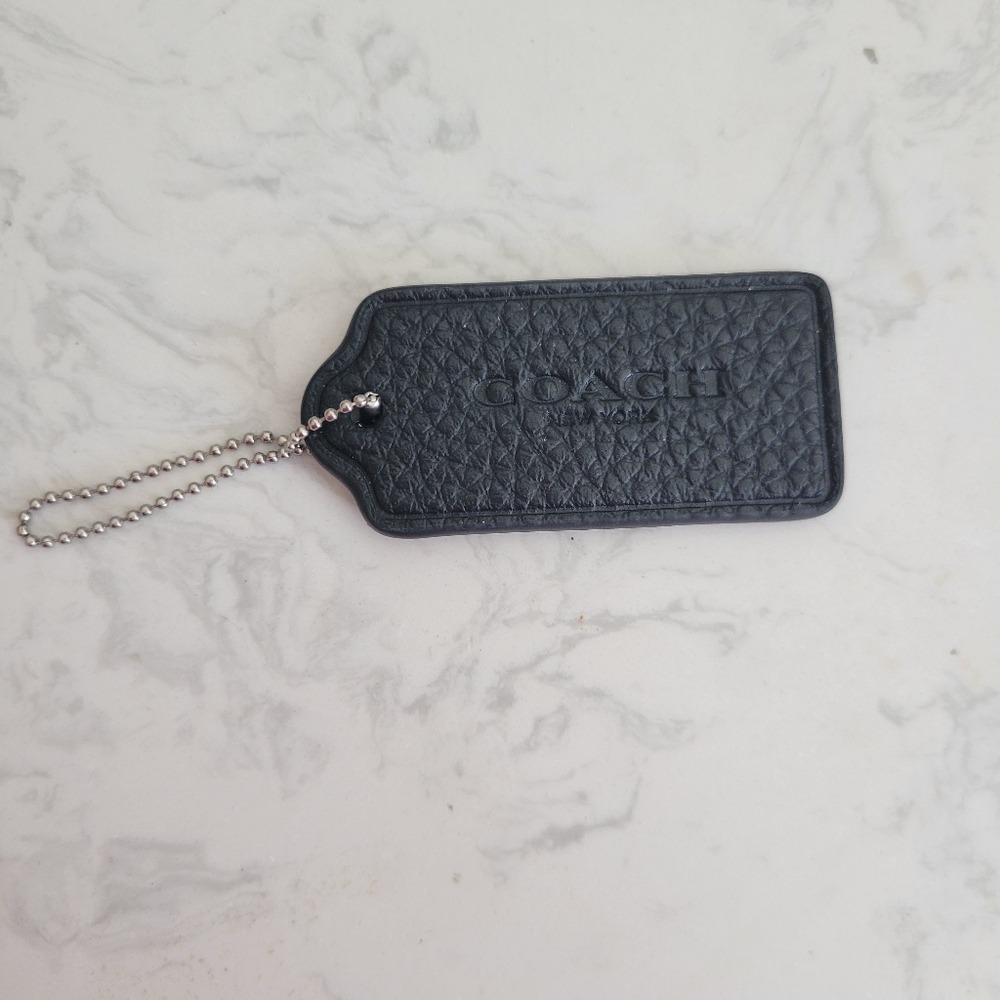 Coach Textured Black Leather Tag Authentic With Box